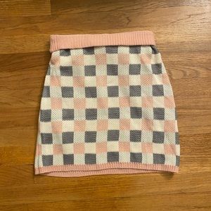 Knit Plaid Mini Skirt (NWOT)